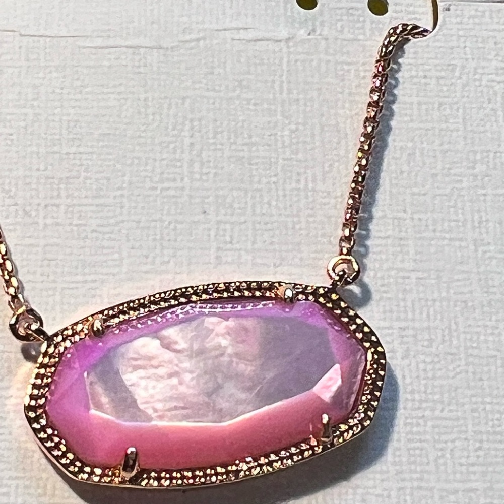NWT Kendra Scott Delaney Necklace Lavender Pearl & Rose Gold Rare & Retired😊 - Picture 11 of 14
